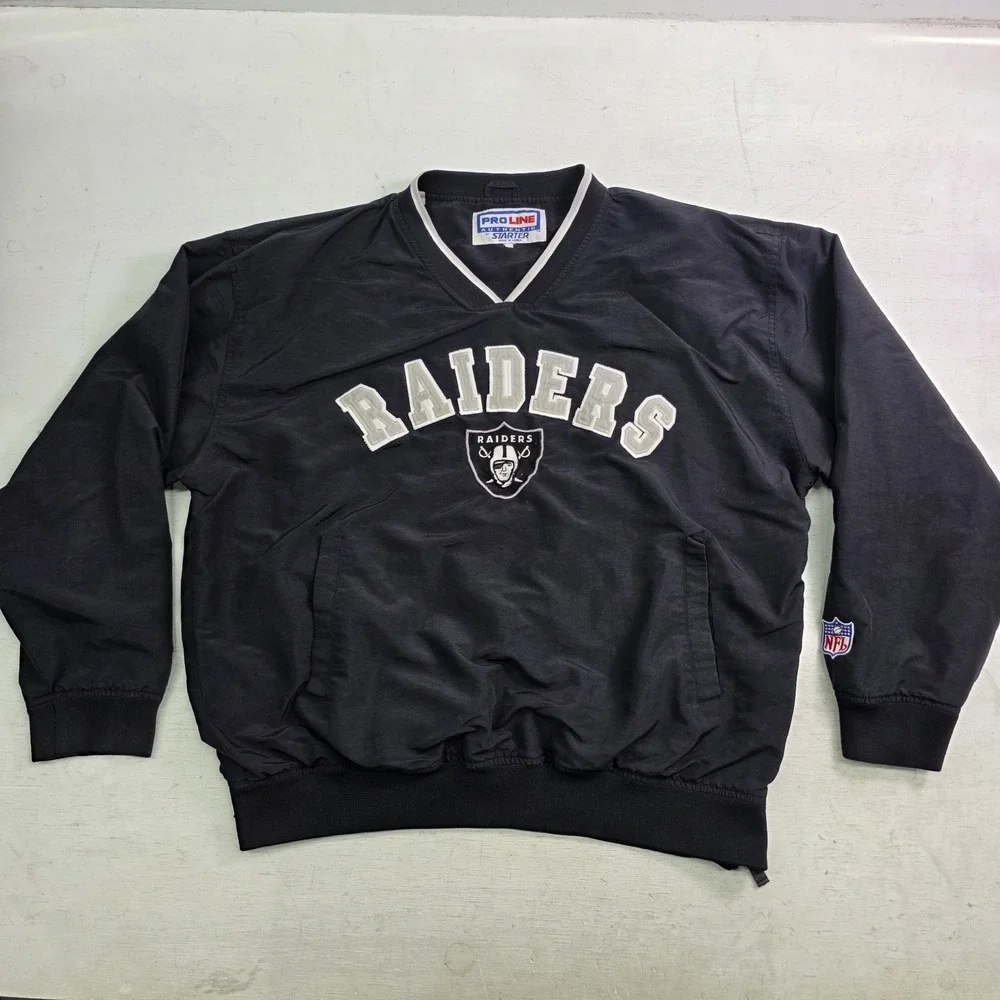 Vintage 90s Starter Pro‎ Line Oakland Raiders Jacket Mens XL V-neck Windbreaker